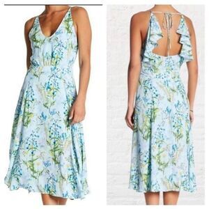 Adelyn Rae Women’s Icey Blue Chiffon Floral Flirty MIDI Dress XS
